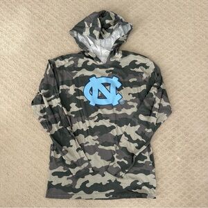 University of North Carolina Camo Long Sleeve Hoodie Tee - Light Blue Logo